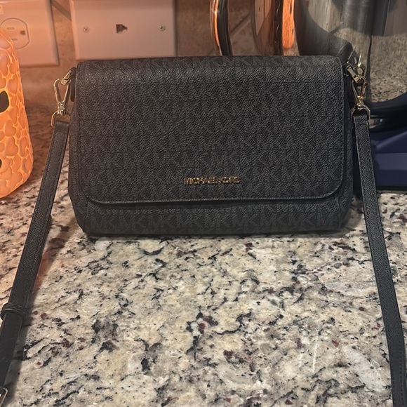 Michael Kors Charcoal Crossbody with Gold Accents - Picture 1 of 3